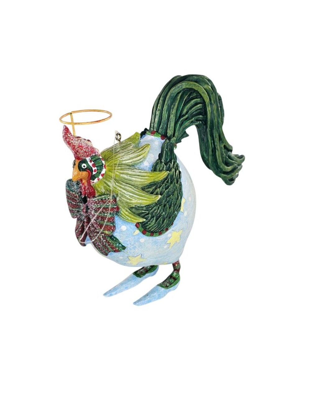Department 56 Patience Brewster Donald Rooster 4” Christmas Ornament Blue Green